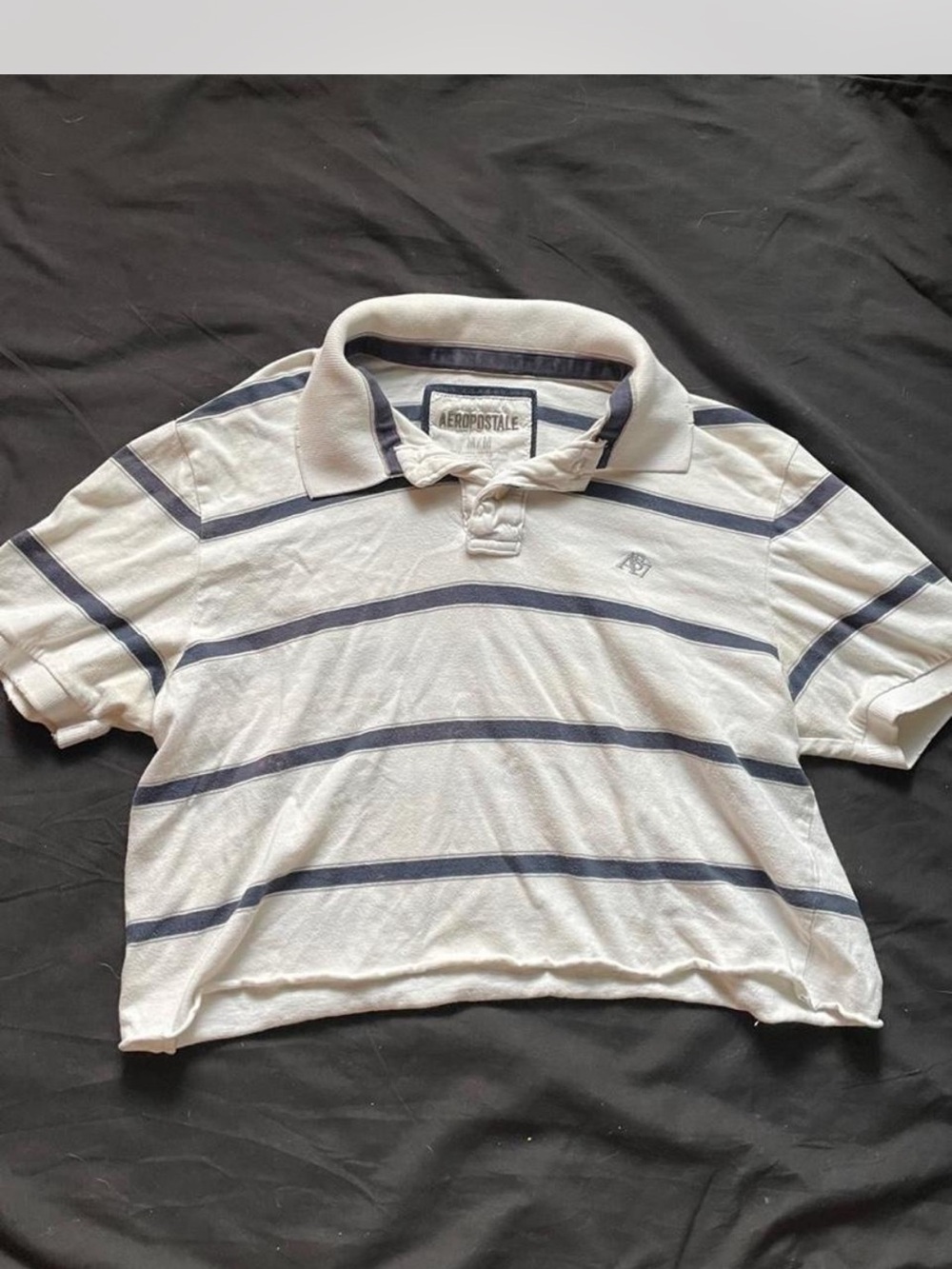 Aeropostale White Polo with Navy Stripes